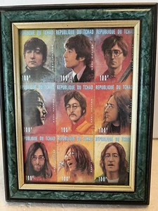 John Lennon Stamps Republique du Tchad Framed 7” x 9" - Picture 1 of 8
