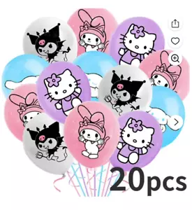 20 PC. SANRIO HELLO KITTY, KUROMI, MY MELODY LATEX BALLOONS SET-12" NWT! - Picture 1 of 4