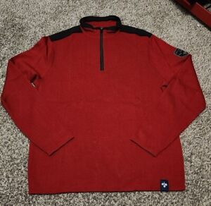 Ski Meister Quarter Zip Large Pullover Red Wool Blend Sweater Heavy Weight