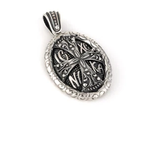 Colgante de plata cruz IC XC NIKA, colgante religioso bizantino, joyería griega - Imagen 1 de 5