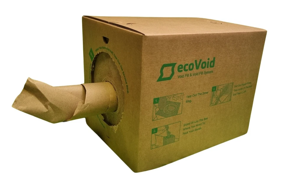 ecoVoid Void Fill Paper in Dispenser Box - 350mm x 450m x 70gsm 100% Recycled - Image 1 of 4