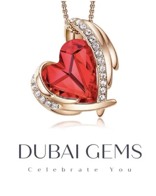 Rose gold finish ruby heart and created diamond pendant necklace gift boxed - Image 1 of 4