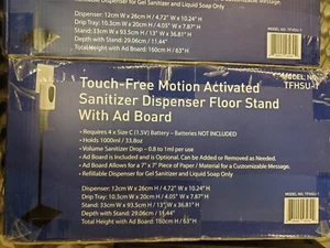 Touch-Free Motion Activated Sanitizer Dispenser Floor Stand w/Ad Board, TFHSU-1 - Picture 1 of 2