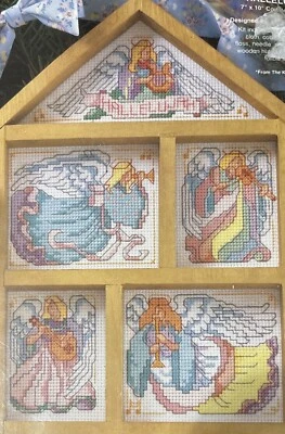 VTG Bucilla Holiday Hutch Hallelujah Cross Stitch Kit 33488 Angels Harp Guitar - Image 1 of 4