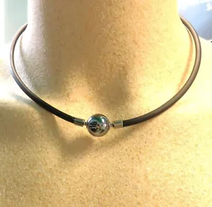 Herrencollier Kautschuk mit Silicium Wechselschließe Unikat handgefertigt 5336 - Bild 1 von 6