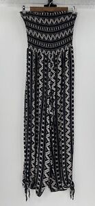 Urban Outfitters UO Black Strapless Smocked Jumpsuit Tribal Strapless Sz Medium