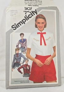 80s Simplicity 5107 Misses Western Shirt Prairie Cowgirl Pattern sz 6 - 8 UNCUT - Picture 1 of 5