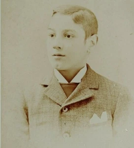Antique Portrait Cardboard Mount Young Boy in Suit Schaffer Photography #14896 - Picture 1 of 6