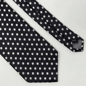 ROBERT TALBOTT BEST OF CLASS SILK TIE BLACK WHITE POLKA DOT SATIN 3.5" X 60" - Picture 1 of 3