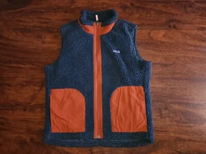 PATAGONIA KIDS RETRO -X FLEECE SHERPA LINED BLUE-NAVY/ ORANGE VEST SIZE... - Picture 1 of 7