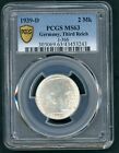 GERMANY REICH 2 MARKS 1939 D PAUL HINDENBURG PCGS MS 63     A70