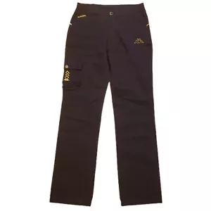 Kappa Womens Cargo Pants Black Chinos Pockets Stretch Gold Logo Size Medium HTF - Picture 1 of 10