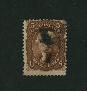 USA Scott # 95 Fine Used  "F" Grill 9x13mm Short perf LL US Stamp Cat $900