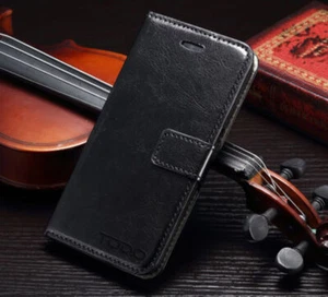 Magnetic Pu Leather Flip Wallet Credit Card Case Holder For Iphone 6 - Black - Picture 1 of 2