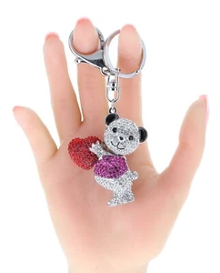 Rhinestone Bling Teddy Bear with Heart Keychain Car Key Pendants - Bild 1 von 3