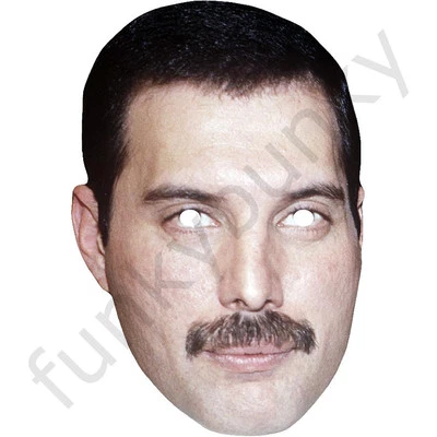FUNKYBUNKY Freddie Mercury 1980's Celebrity Card Face Mask - Ready To Wear - Fancy Dress