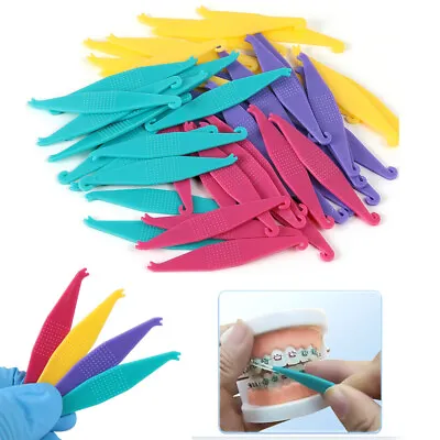 50/Pk Dental Orthodontic Elastic Rubber Band Placers Assorted Colors Tooth Socke • 7.86£