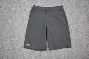 Under Armour Shorts Youth 18 Black Gray Logo Chino Outdoor Golfing Golf Casual - Picture 1 of 9