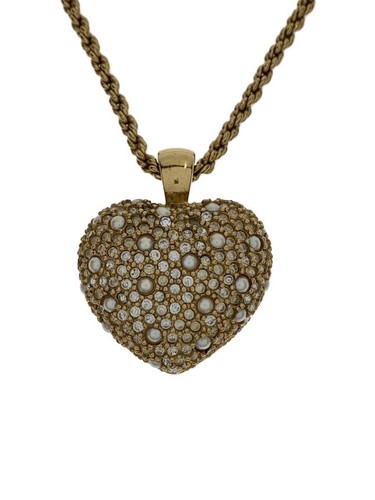 Collana Christian Dior Cuore Top GLD ha strass donna scheggiati usata