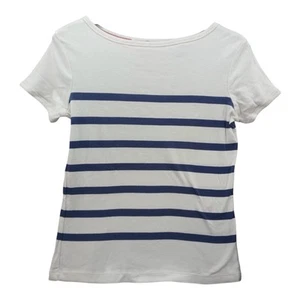Tommy Hilfiger T-Shirt Womens Sz Small Striped White and Blue 3122 - Picture 1 of 9