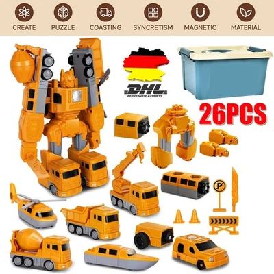 Kinder Magnetischer Verformung Roboter baustellenfahrzeuge Auto Spielzeugset DIY - Bild 1 von 4