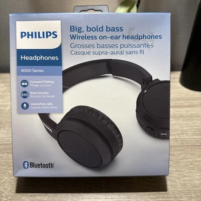 Phillips 4000 Series Headphones Bluetooth Wireless Foldable TAH4205 Big Bass Blk - Image 1 of 2