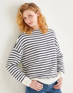 10201 DK Ladies Boat Neck Breton Sweater Knitting Pattern knit paper hard copy - Picture 1 of 1
