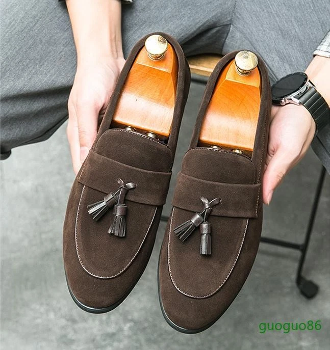 L Hombres Borla Mocasín Gamuza Cuero Estilista Informal Zapatos Sin Cordones Moda Pisos Foto 1 de 4