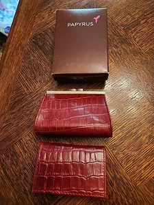 Porta carte di credito e borsa cambio Kisslock PAPYRUS rosso abbinato nuovo senza etichette - Foto 1 di 22