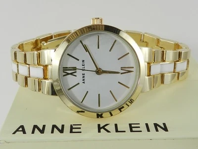 Anne Klein Women's Quartz Modern White Enamel and Gold-Tone Alloy Metal Watch - Image 1 of 4