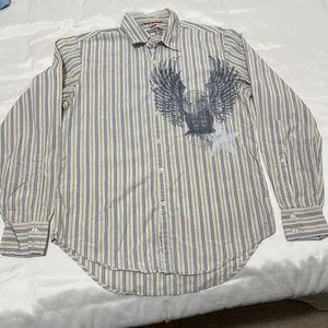 Guess Vintage 80s 90s Long Sleeve Button-Up Shirt Eagle Numbers Graphic Men M - Picture 1 of 11