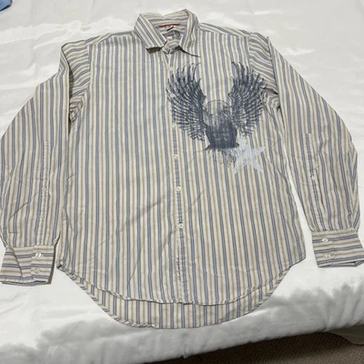 Guess Vintage 80s 90s Long Sleeve Button-Up Shirt Eagle Numbers Graphic Men M - Image 1 of 4