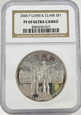 2004-P Lewis & Clark $1 Silver Commemorative PF 69 Ultra Cameo NGC - Image 1 of 2