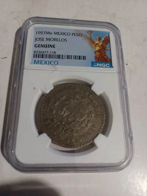 1957Mo MEXICAN PESO JOSE MORELOS NGC - Image 1 of 2