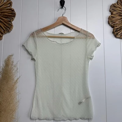 Free People Top Pequeña Malla Bebé Camiseta Lunares Camisa Foto 1 de 4