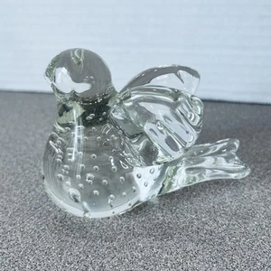 Vtg Glass Bird Clear Hand Blown Controlled Bubble Art Paperweight Figurine BC - Picture 1 of 6