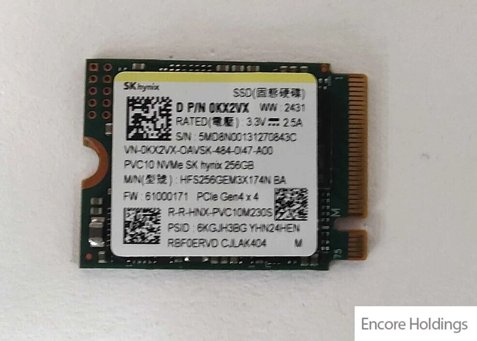 Dell (Hynix HFS256GEM3X174N) 256 GB Solid State Drive - M.2 2230-S2-M (M KX2VX - Image 1 of 1