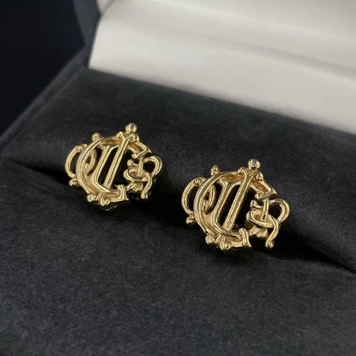 Orecchini Christian Dior placcati oro logo clip emblema design no scatola rari da JP