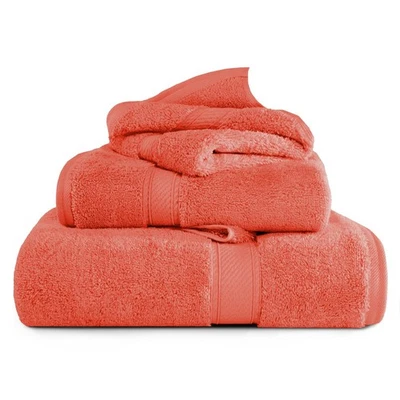 Egyptian Cotton Pile 800 GSM Plush Heavyweight Luxury Soft 3 Piece Towel Set - Image 1 of 3