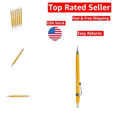 Sharp Yellow Retractable Drafting Pencils 0.9mm - Pack of 6 for Precision - Image 1 of 4