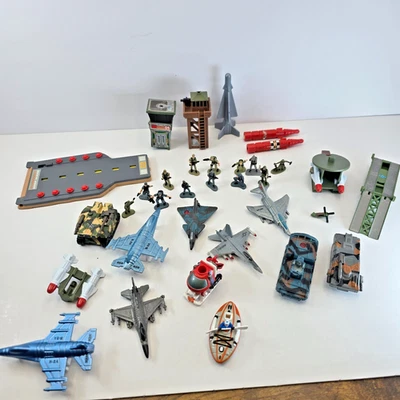 1990s Galoob Micro Military Tanks, Planes, Rocket Launchers  - 30+ Pieces Parts - Image 1 of 4