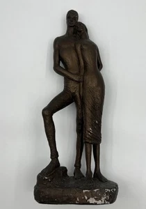 14" MCM AUSTIN PROD 1965 vintage SCULPTURE statue figurines MAN & WOMAN LOVERS - Picture 1 of 13