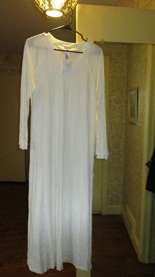 HANRO WOMENS V NECK LONG SLEEVE LONG NIGHTGOWN OFF WHITE NWT + BAG SZ S - Image 1 of 4