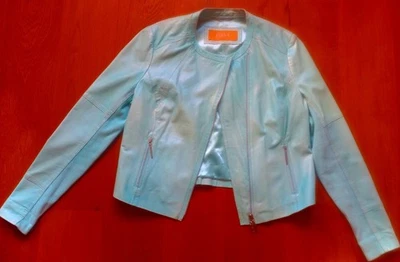 Lederjacke Nappa türkis Marke Biba - Gr. 40 - Bild 1 von 4