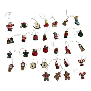 Miniature Christmas Tree Ornament Lot Ceramic Or Clay 32 Total - Picture 1 of 13