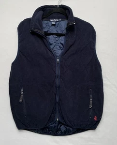 Gilet pile trapuntato uomo medio tasche preppy foderato blu navy Nautica Y2K vintage USA - Foto 1 di 8