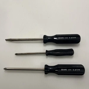 Vintage SEARS Screwdriver Made in USA 🇺🇸 Black Handle 9-41119 Phillips Slotted - Picture 1 of 4
