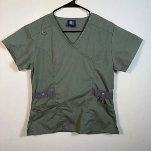 MedGear Army Green Scrub Top V Neck Short Sleeve Women's Uniform - Picture 1 of 5