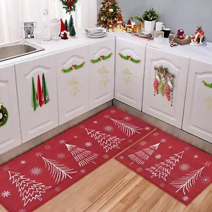 Christmas Kitchen Mat Washable Runner Rug Non Skid Kitchen Rugs and Mats Xmas... - Picture 1 of 9