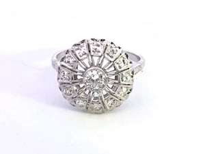 AMAZING .50CTTW H/SI2 CIRCLE STATION NATURAL DIAMOND RING PLATINUM SIZE 6 - Picture 1 of 5
